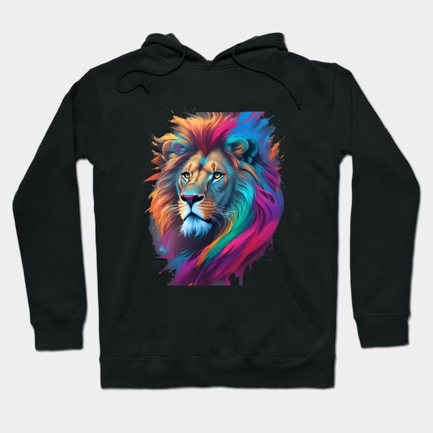 Colorful Lion Art Hoodie by VisionDesigner